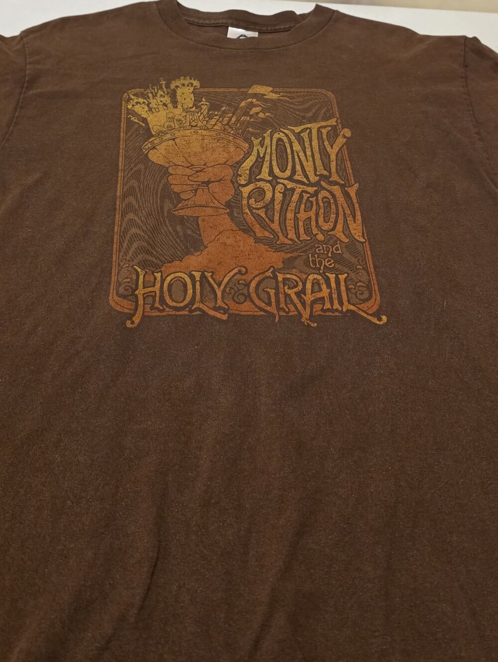 Vintage Monty Python and the Holy Grail T Shirt Brown Size M AAA Tag Movie Promo